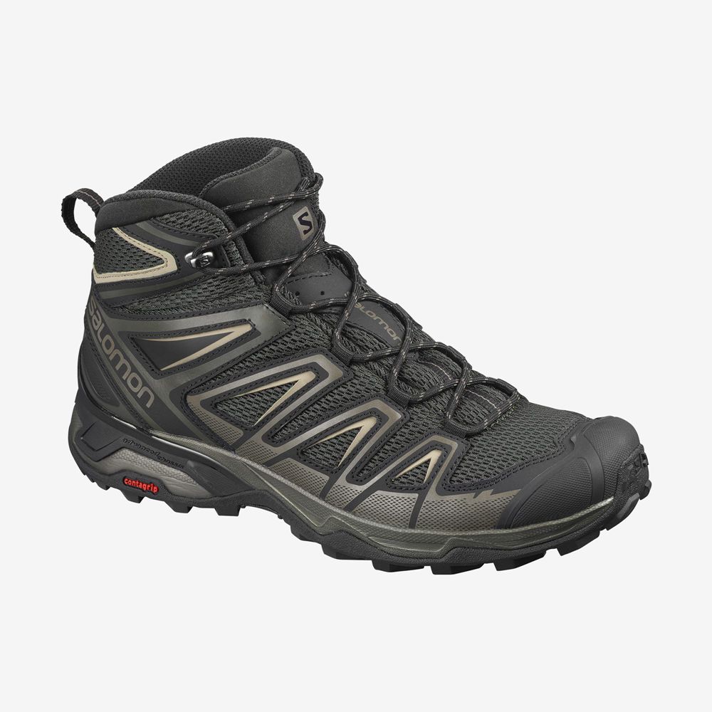 Salomon Singapore Mens Hiking Boots - X ULTRA MID 3 AERO Black | 31594-DESK